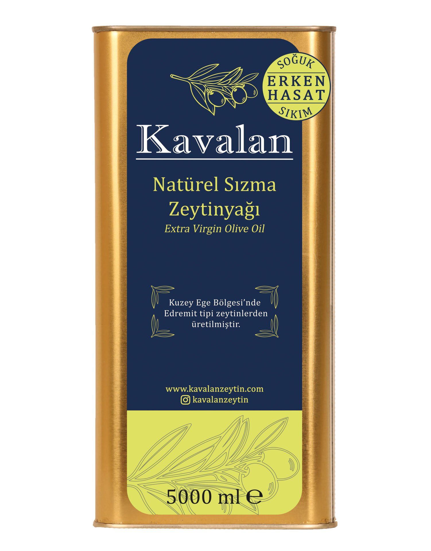 5 Lt Kuzey Ege Erken Hasat Soğuk Sıkım Natürel Sızma Zeytinyağı 2024-25 Sezonu Üretim